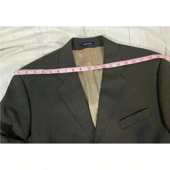 Chaps Ralph Lauren Cashmere wool 3 Button Suit Coat 42R Brown Blue Glen Plaid - Picture 12 of 16